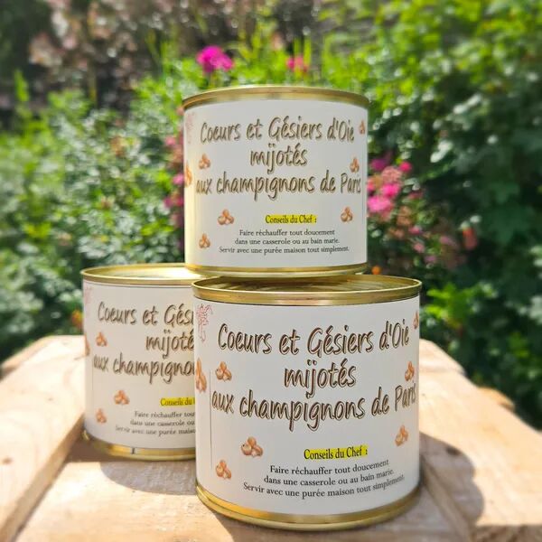 Cœurs et gésiers d'oie mijotés aux champignons de Paris